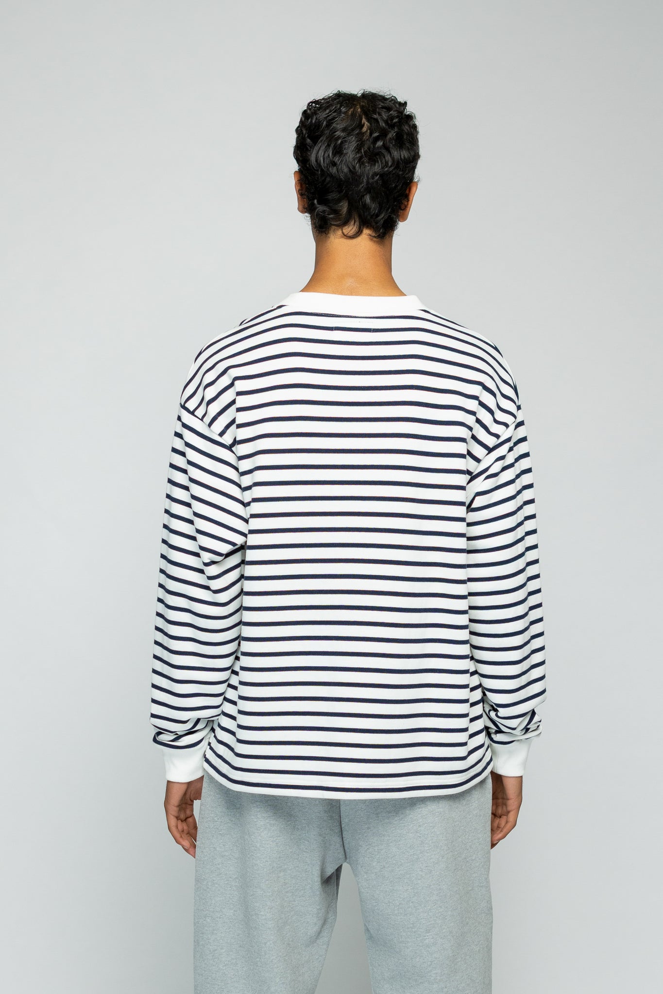Crew Longsleeve Sweater - Striped Navy/White