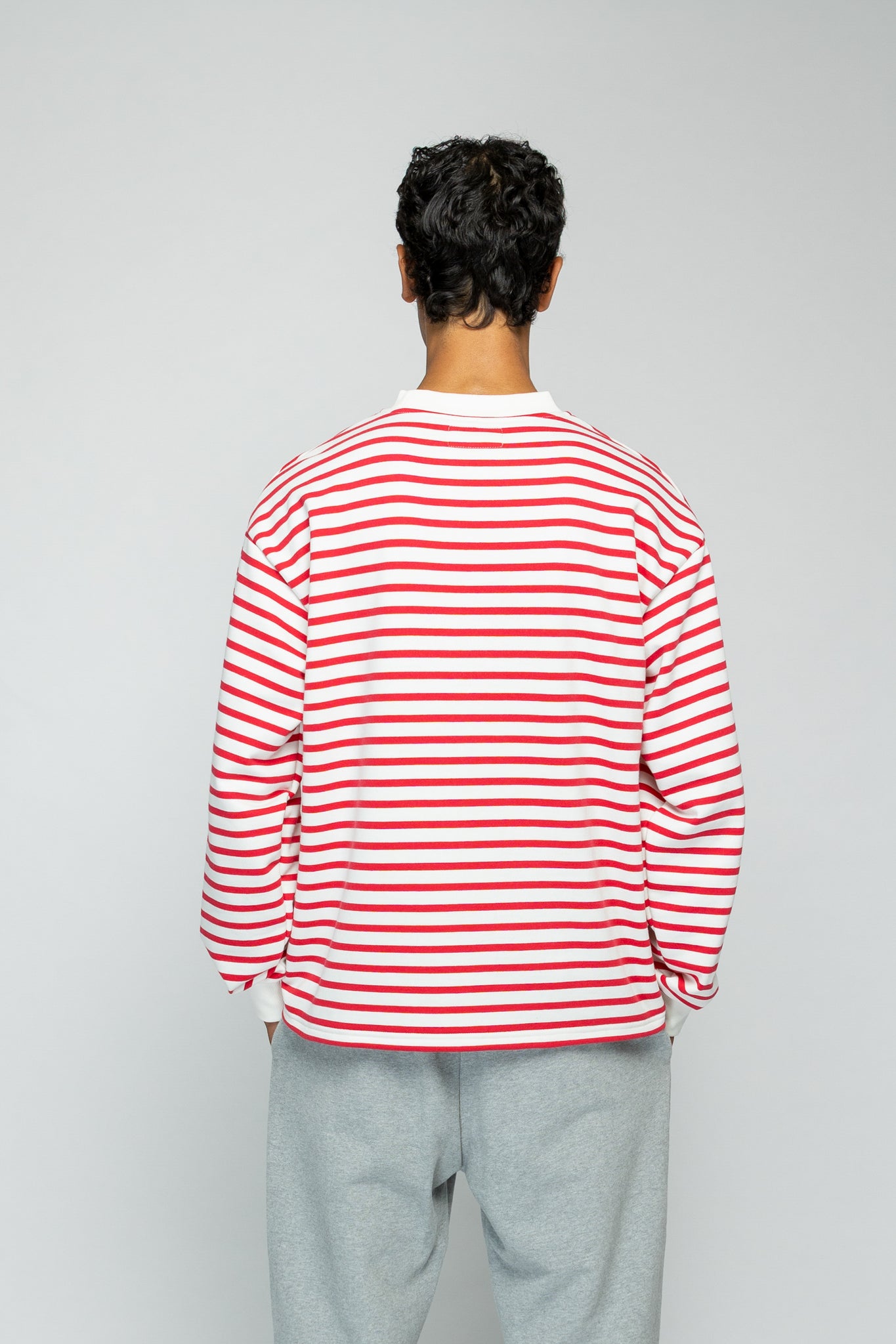 Crew Longsleeve Sweater - Striped Cherry/White