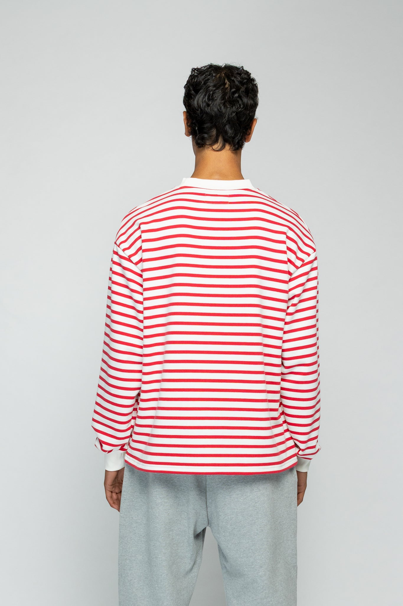 Crew Longsleeve Sweater - Striped Cherry/White
