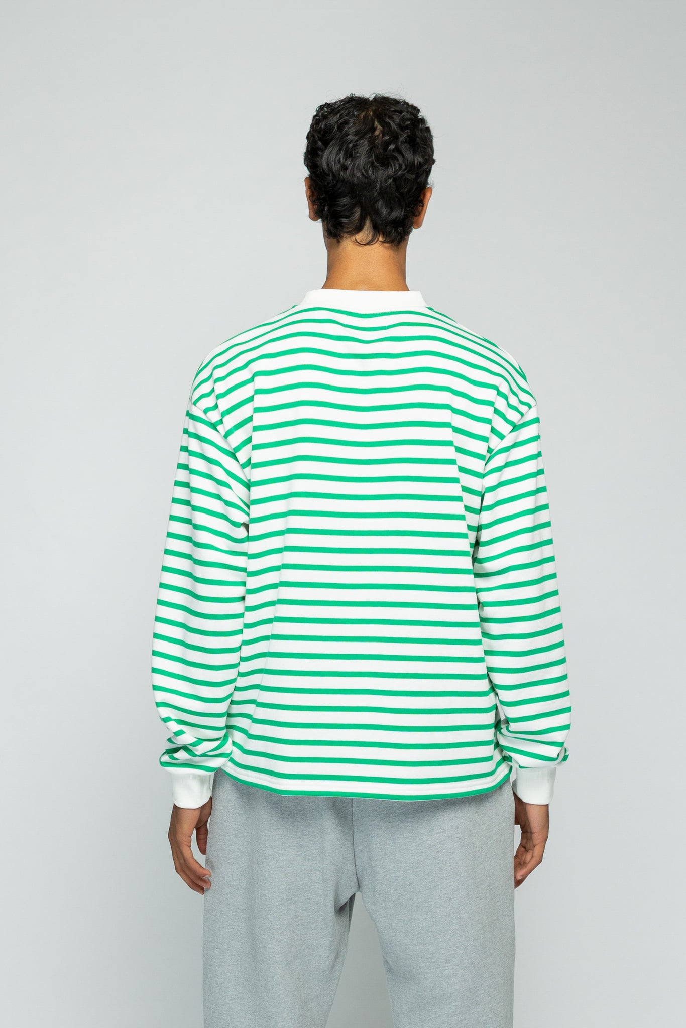 Crew Longsleeve Sweater - Striped Green/White
